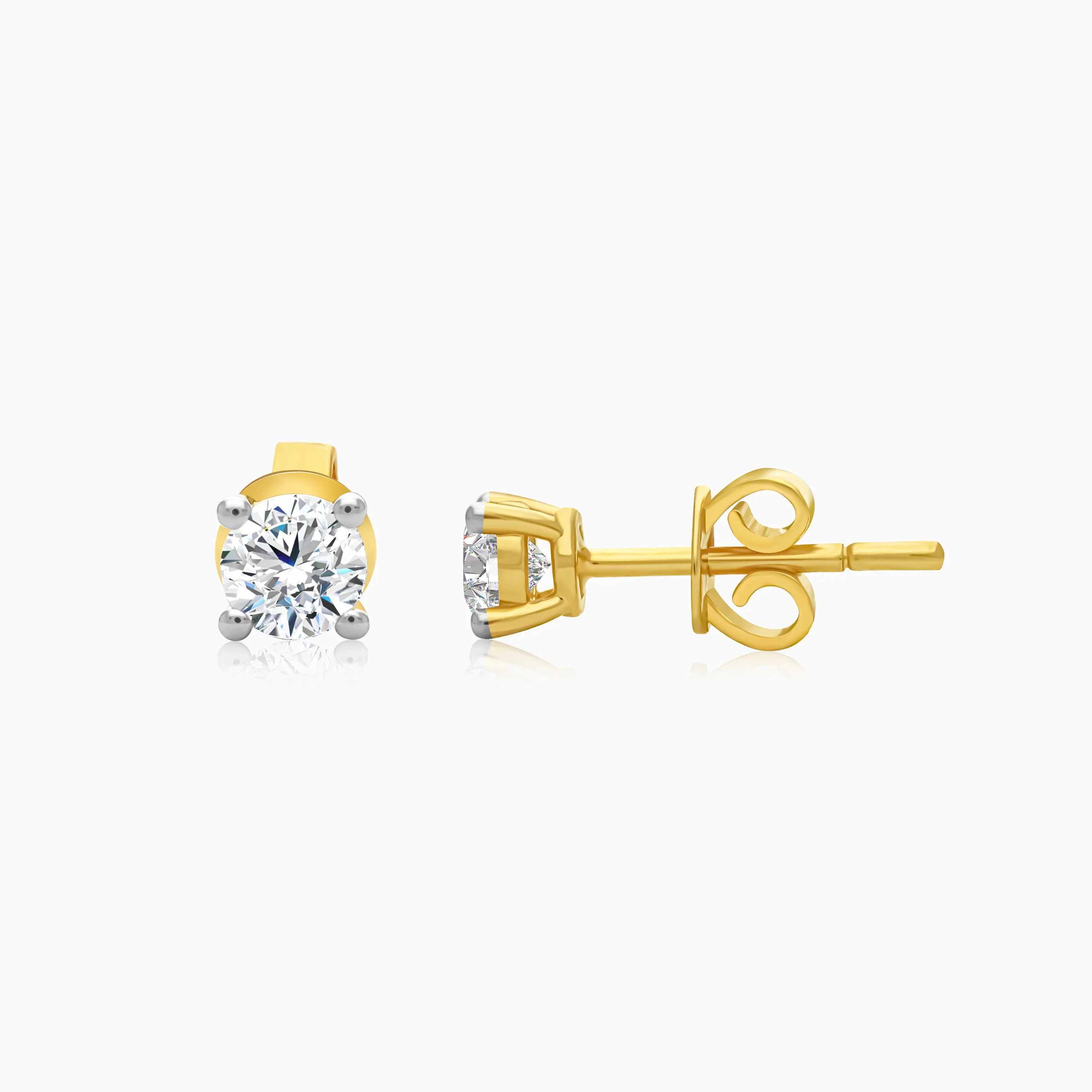 18K Yellow Gold Solitaire Diamond Earring – Solitaire Collection - Image 3