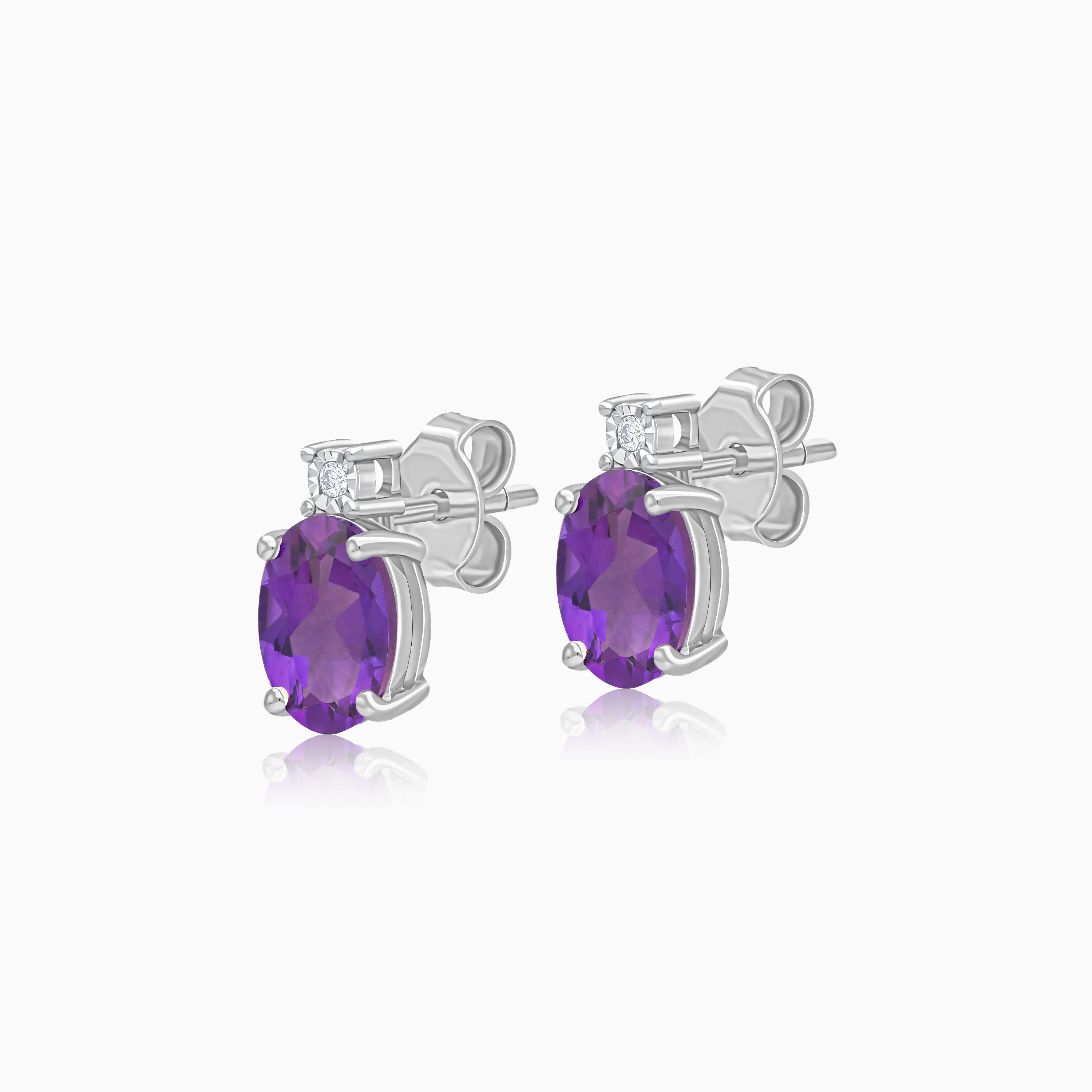 18K Gold Amethyst & Natural Diamonds earrings | colour classic - Image 3